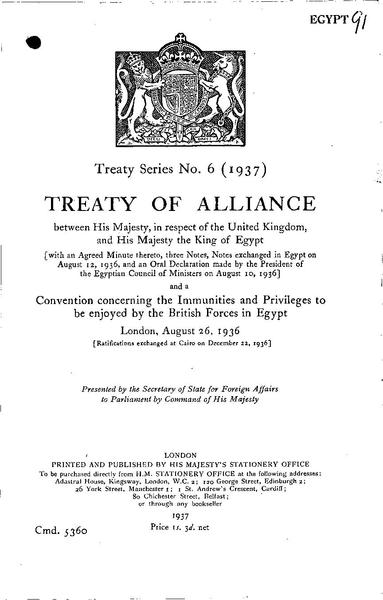 Traité anglo-égyptien de 1936.
